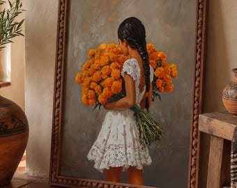 Cempasuchil  Wall art,ORIGINAL DESIGN Dia de Muertos wall art, Day of the dead wall art,Marigold wall art,mexicana wall art,Mexican posters
