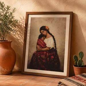 Mexican Mom and Baby Art , Mexico Nursery, Mexican Poster ,Mothers Day poster, Mexico decor, Mexico Posters image 2