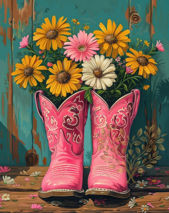 Pink Cowgirl Boots Cowgirl Boots wester Wall Art Pink Girls Wall Art Mexico Decoration mexican Wall Art Etsy UK