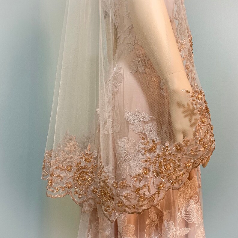 Champagne Bridal Veil Champagne Fingertip Veil Wedding Etsy