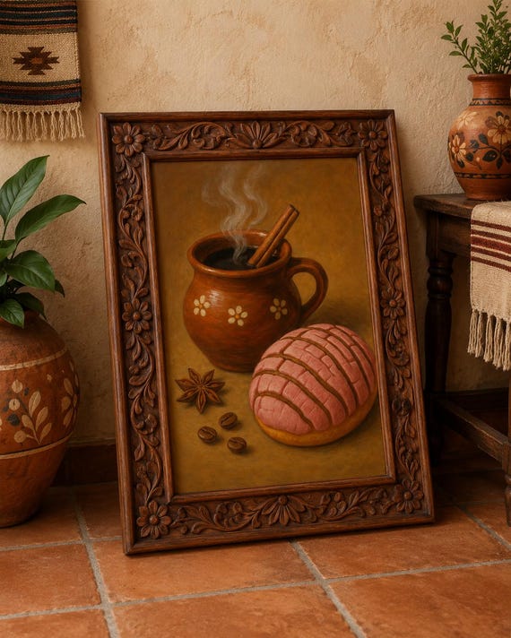 Mexico Wall art, Mexican wall art, Mexico pan dulce, mexico prints, mexico decor, Pan dulce art, Cafecito wall art