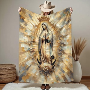 Virgen de Guadalupe Blanket, Mexico Blanket, Our lady of Guadalupe,Fleece Blanket, Cozy Home Decor,Mothers Day Gift,Spiritual Home Accent