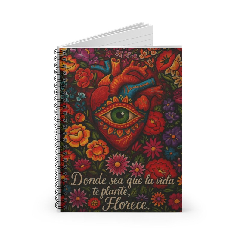 Curated visual reference: Folk Algrip Motivational Dwent Reference: Mexican Folk Inspirational Quotes Spiral Notebook Ruled Journal