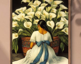 Mexican Flower Seller, Calla lilies flowers Art, Mexicana Wall Art, Mexico Wall Art, Flowers, Mexicana Art, Corazon Mexicano Art