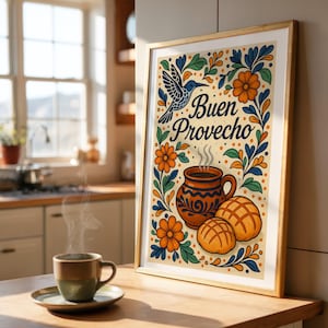 Pan dulce México Arte de la pared, arte de la pared mexicana, México Panecito dulce, grabados de México, decoración de México, arte Pan dulce, arte de la pared Cafecito imagen 2