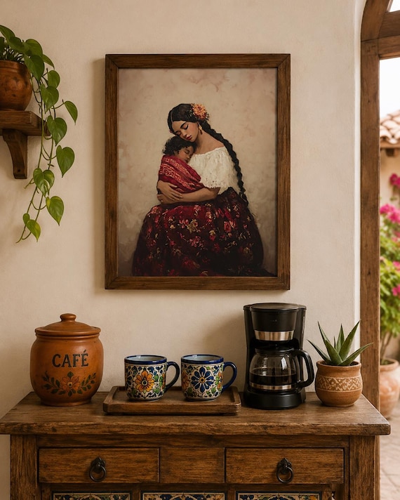 Mexican Mom and Baby Art , Mexico Nursery, Mexican Poster ,Mothers Day poster, Mexico decor, Mexico Posters