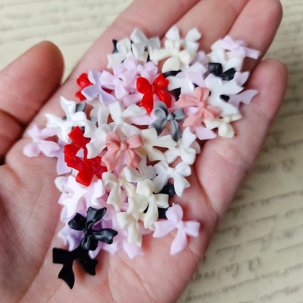 10 Pcs - 3D Mixed Nail Art Decal Bow Charms Cabochon Scrapbook Embellishments