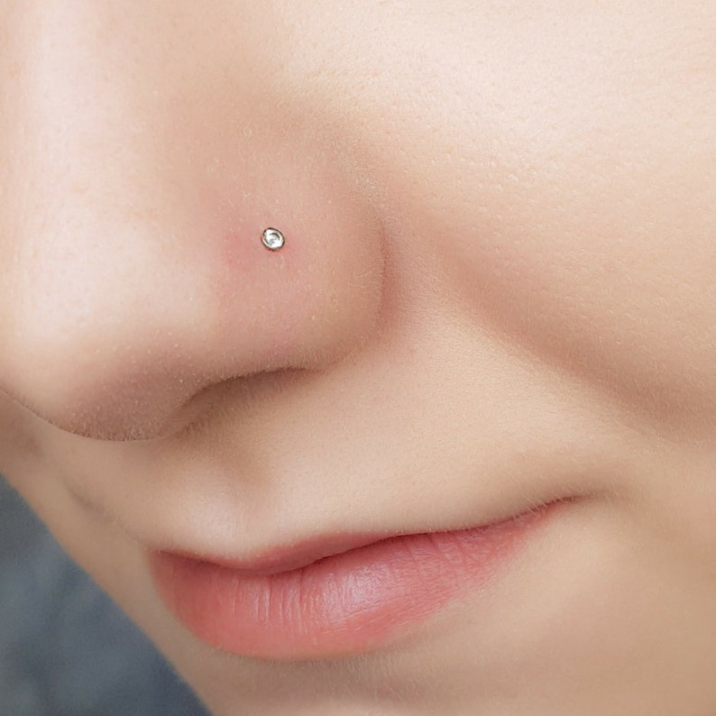 Stainless Steel Nose Stud Cubic Zirconia Nose Studs Etsy