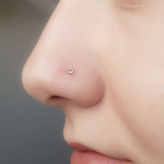 Nose Piercing Stud Piercing L-SHAPE Curved Nose Stud Heart Crystal Stone