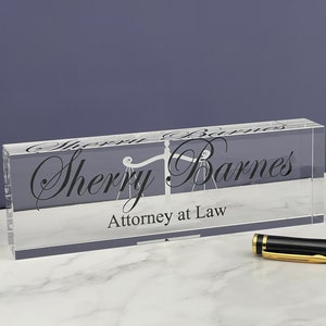 Attorney Name Plate, Lawyer Gift, Gift for Attorney, Law School Graduation Gift, Personalized Acrylic Name Plate, Law Firm Office Decor