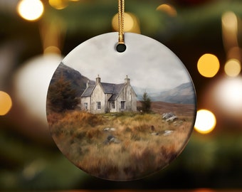 First New Home Christmas Ornaments | Watercolor Art | House in Scottish Highlands | Gifts for Men or Women | OR102