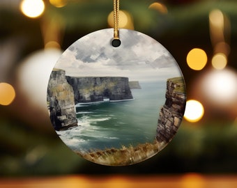 Custom Christmas Ornaments | Ireland Irish Gifts | Cliffs of Moher  | Gifts for Men or Women | OR101