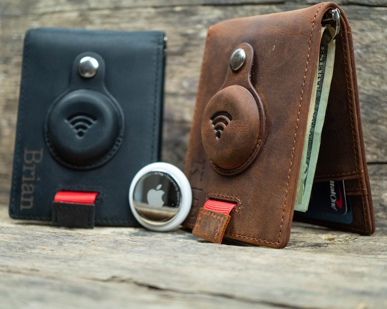 Leather Wallet Airtag Wallets Wallets for Men Mens Gift Etsy