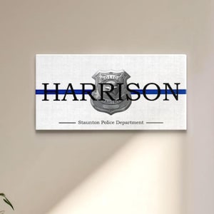 Personalized Police Officer Gift – Custom Name Canvas Wall Art – Law Enforcement Keepsake for Home or Office – Meaningful Gift for Cops