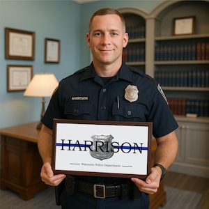 Personalized Police Gift | Law Enforcement Framed Canvas Decor | Law Enforcement Officer Gift For Him