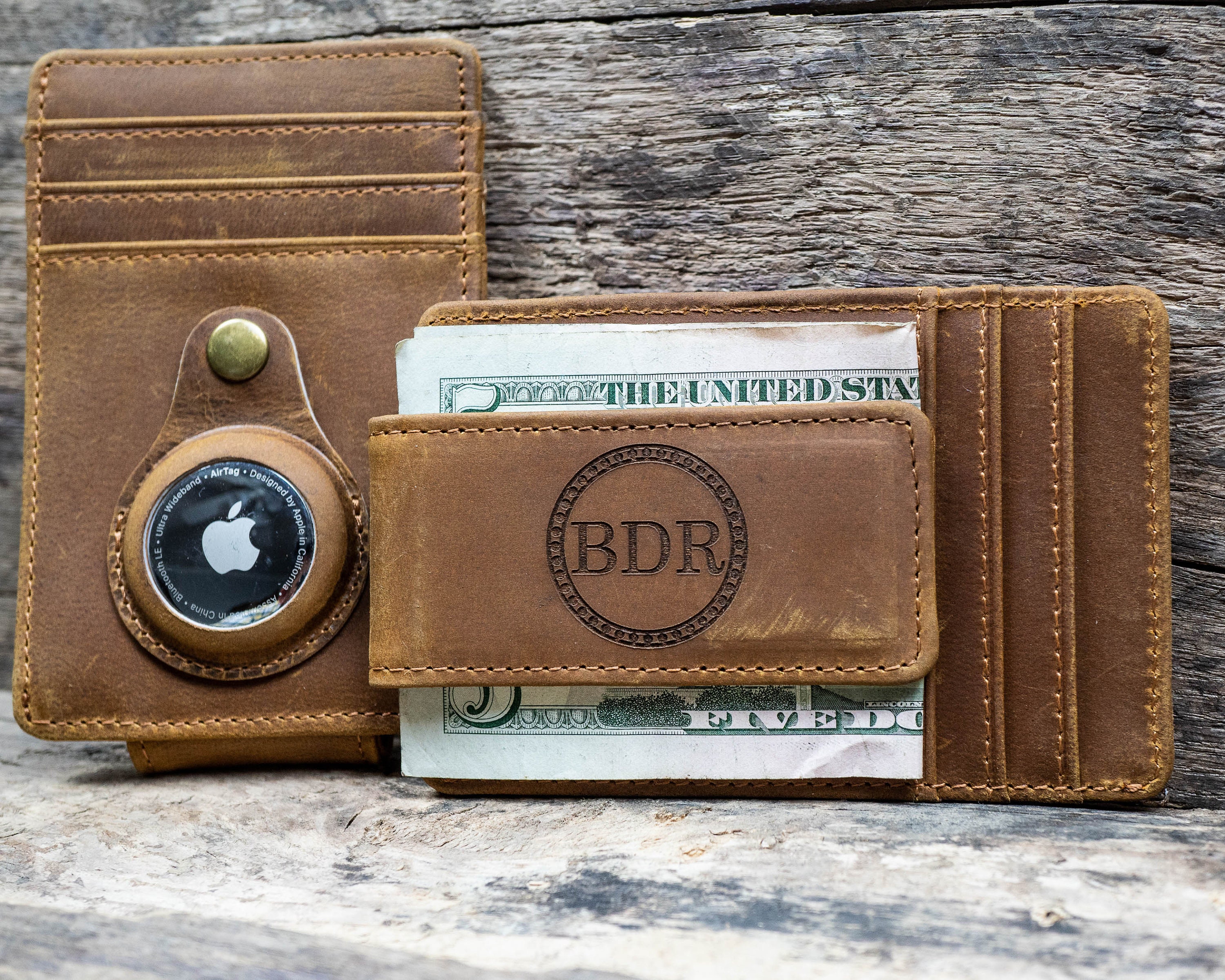 Personalized Money Clip For Men, Apple AirTag Clear ID Window