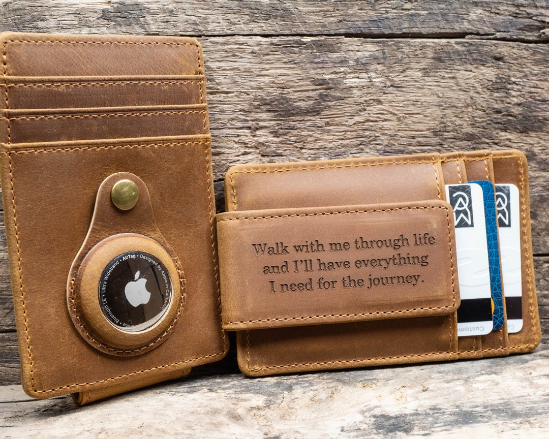 Leather AirTag Wallet with Money Clip for Cash en 2023