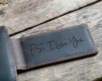 Personalized Leather Money Clip for Him or Her | Birthday and Anniversary Gifts for Men or Women