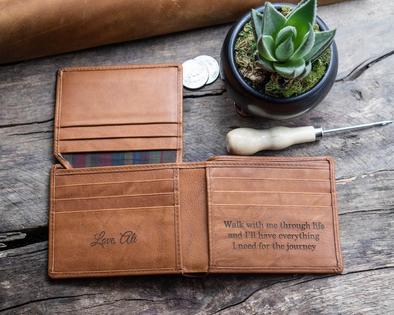 Groom Gift from Bride Mens Leather Wallet Gifts for Men Anniversary Gifts for Men Gift for Him Leather Wallet Husband Gift, Gifts for Him, image 1