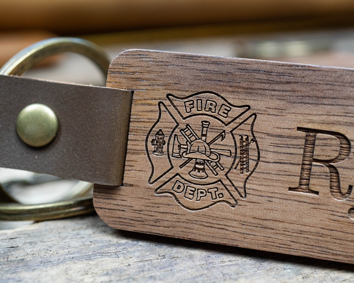 Firefighter Gift Personalized Keychain for Mens Gift Etsy
