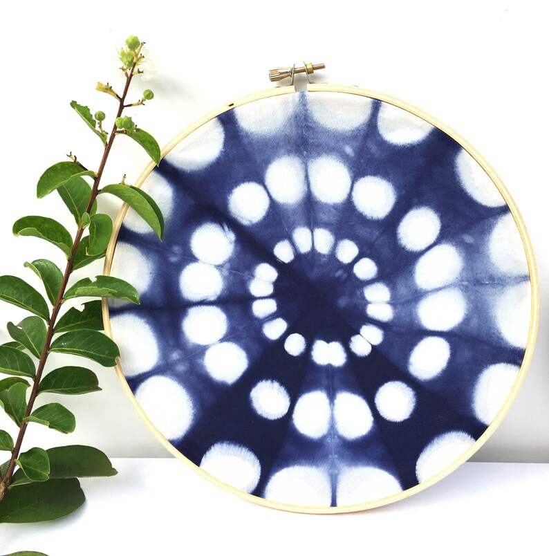 Wooden Framed Indigo Shibori Art, Set of 2, 1 Medium One Small