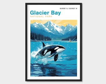 Glace Bay National Park Poster Kunstdruck Reise Poster Druck Reise Geschenk Alaska Wand Kunst Wohnkultur