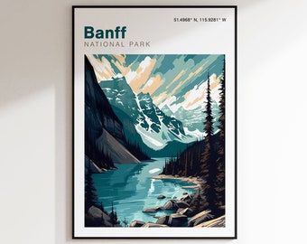 Banff National Park Print, Canada National Park Travel Print, Banff Poster by Rosefield Studio Framing available