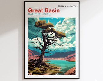 Great Basin National Park Travel Poster | National Park Print | Nevada Art Poster Travel Gift Hiking Gift