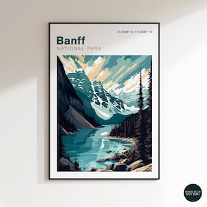 Banff National Park Print, Canada National Park Travel Print, Banff Poster by Rosefield Studio Framing available