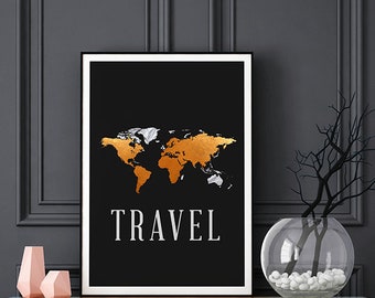 Travel Map Print, World Map Art Print, Abstract Wall Art, Art Gift, Wall Art Prints, Digital Prints, Poster, Poster Art, Map Poster, Print