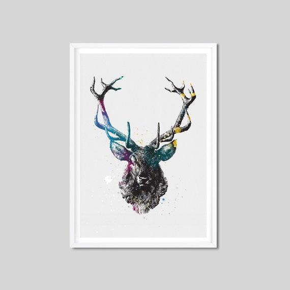 Watercolor Stag Print Stag Head Print Watercolor Print Stag - Etsy