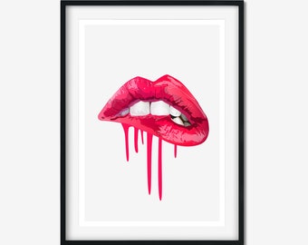 Lips Print, Prints, Lips Art Prints, Lips Wall Art, Art Gift, Digital Prints, Lips Painting, Lips Poster Wall Decor Home Decor Fashion Art