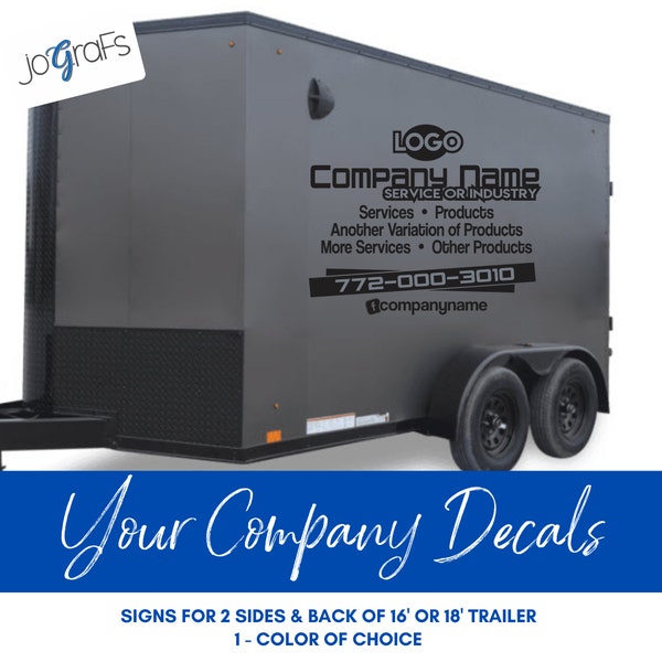 Custom Business Decals, - Trailer Sides & Back Signs, Vinyl Lettering, Trailer Signs, Business Name Decals - Commercial Signs