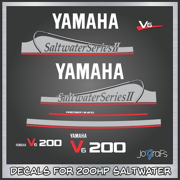 Yamaha Saltwater II Precision Blend Decal Kit - Outboard Engine Replacement Die-Cut Stickers