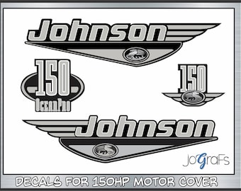 Johnson OceanPro 150hp Outboard Stickers Die-Cut Reproduction Decals Kit Replica