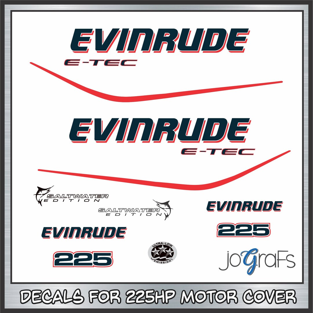 Evinrude 250hp ETEC HO Outboard Engine Decals/sticker Kit