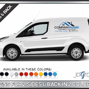 Custom Business Small Van / Company Name Decals 2 Sides & 1 Back 2 Colors