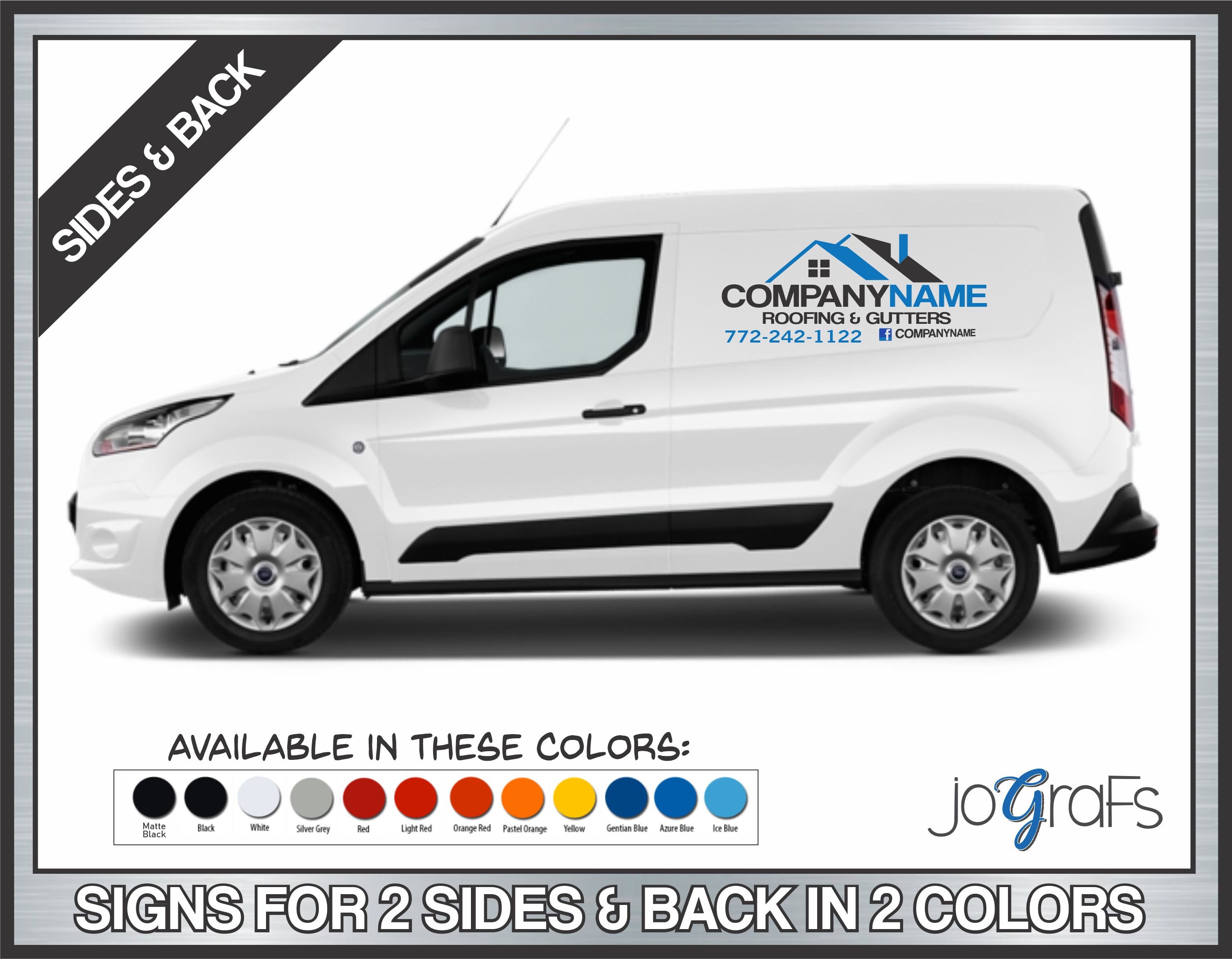 thumbnail image 2 of Personalised Builder / Roofer Vinyl Decal Sticker For Car Or Van – Glossy – Choose Your Text – Made In UK 2 of 6