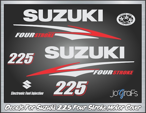 Kit D'autocollants Moteur Suzuki DF 60cv Four Stroke Lean Burn - Rouge, Neuf