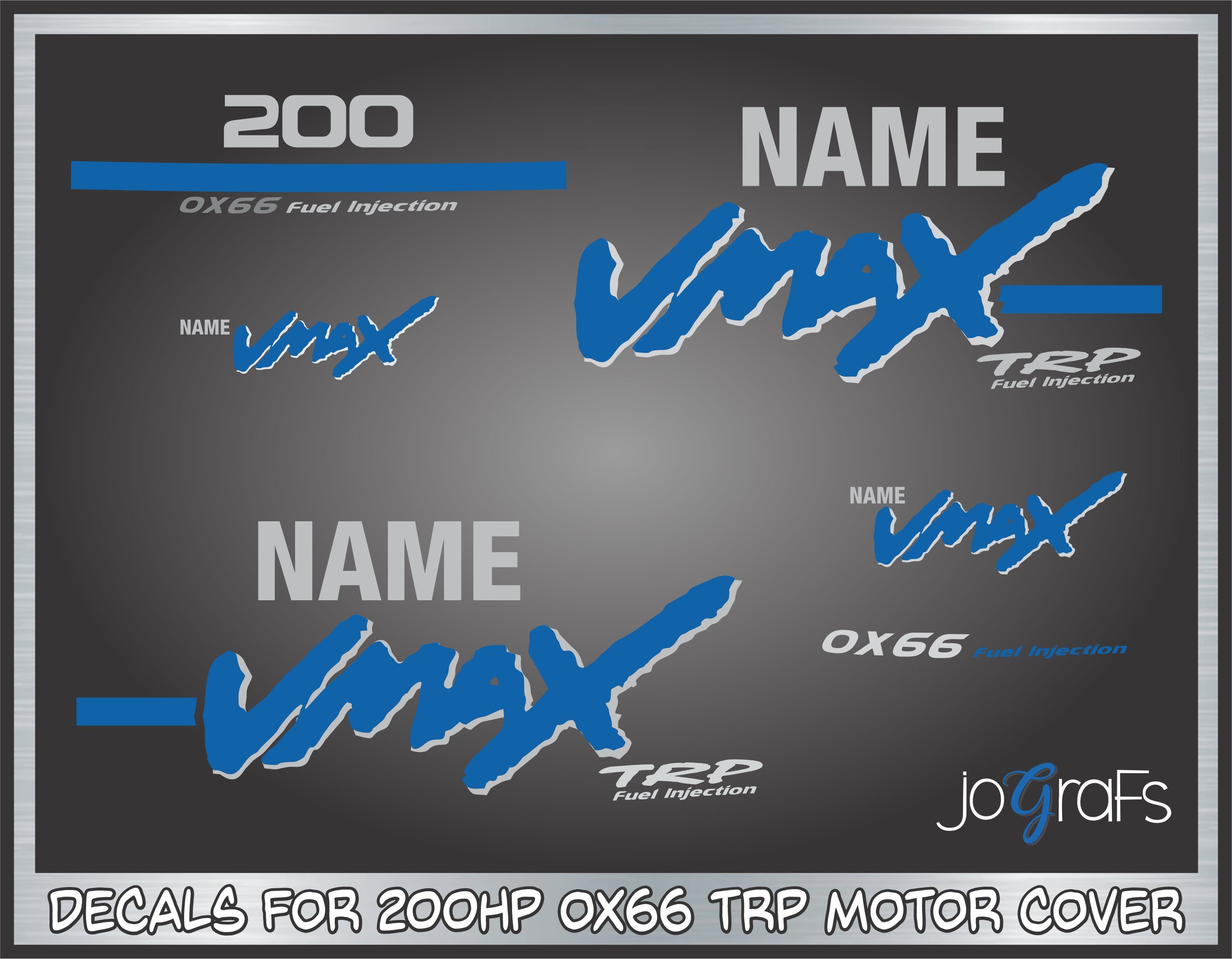 Yamaha VMAX 200hp TRP Decal Kit - Outboard Engine Replacement Die-Cut Stickers