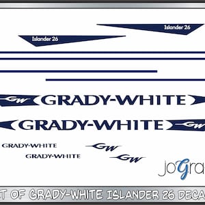 Grady White BOAT HULL DECALS GRAPHICS KIT SKI STICKER SET Chrome Fishing