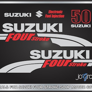 Suzuki 50hp Four Stroke Decal Kit - Outboard Engine Replacement Die-Cut Stickers
