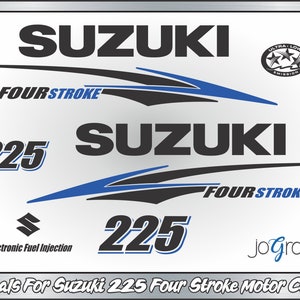 Suzuki 225hp Four Stroke Decal Kit - Outboard Engine Replacement Die-Cut Stickers