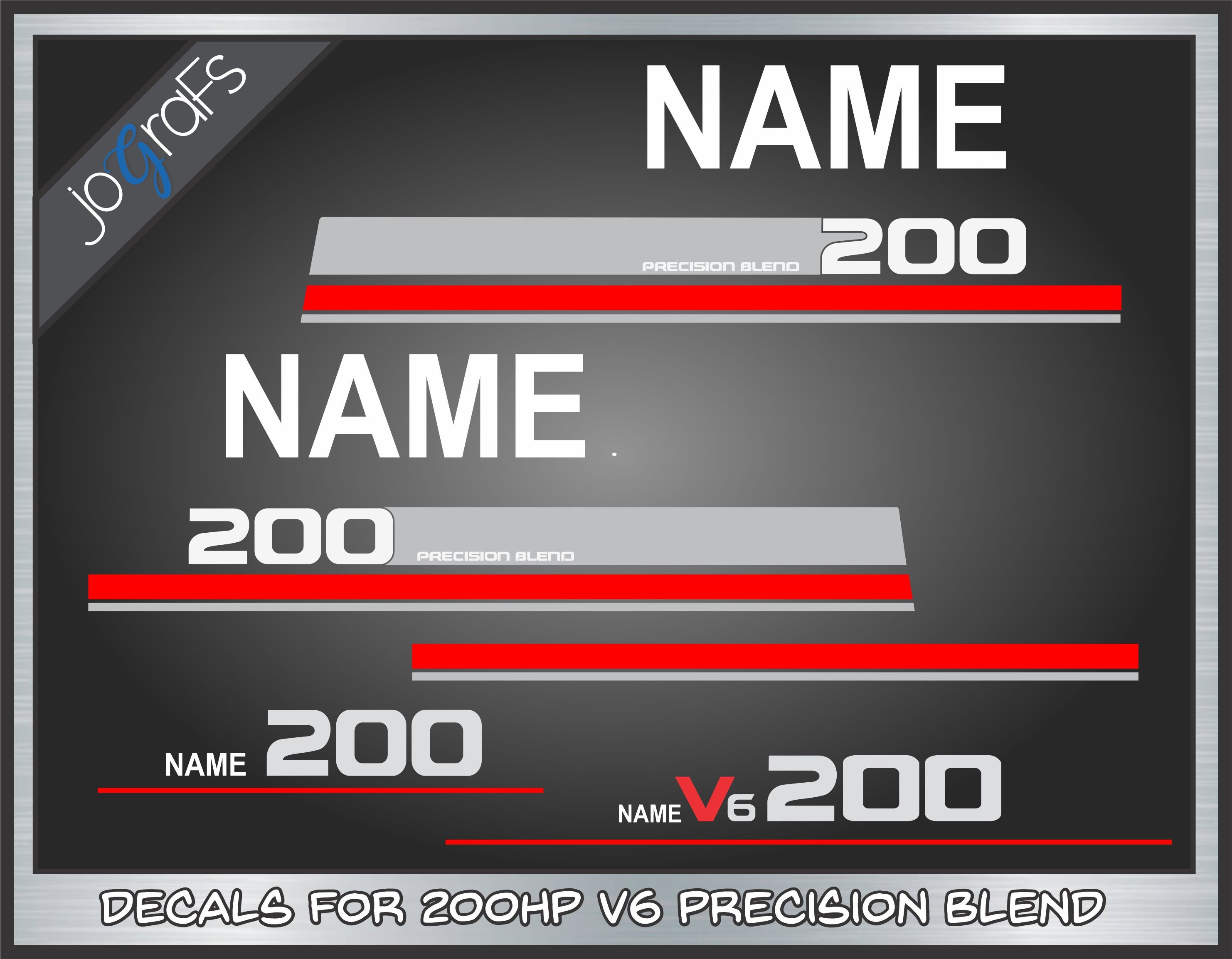 Yamaha V6 200hp Precision Blend Decal Kit - Outboard Engine Replacement Die-Cut Stickers