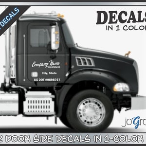 Custom Semi Truck Commercial / Company Name Decals 2 Doors Signs 1 Color