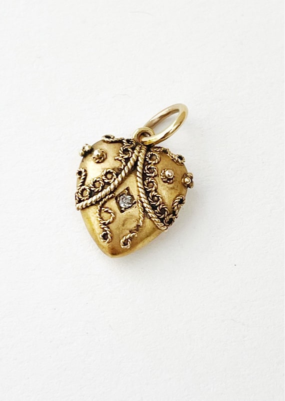 Lovely Etruscan Revival Victorian 15ct Gold and Di