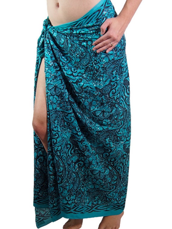 Sarong: Batik Tattoo-jade. Fine Quality 100% Cotton Voile Sarong