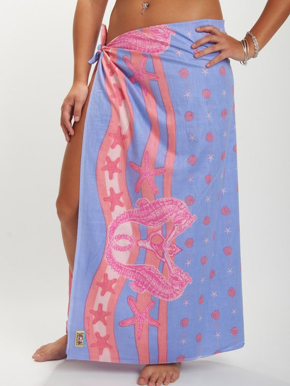 Sarong. Seahorse Pink. Fine Quality 100% Cotton Voile Sarong. 2.1 Meters  Long. Designed by Me and Printed in India. 