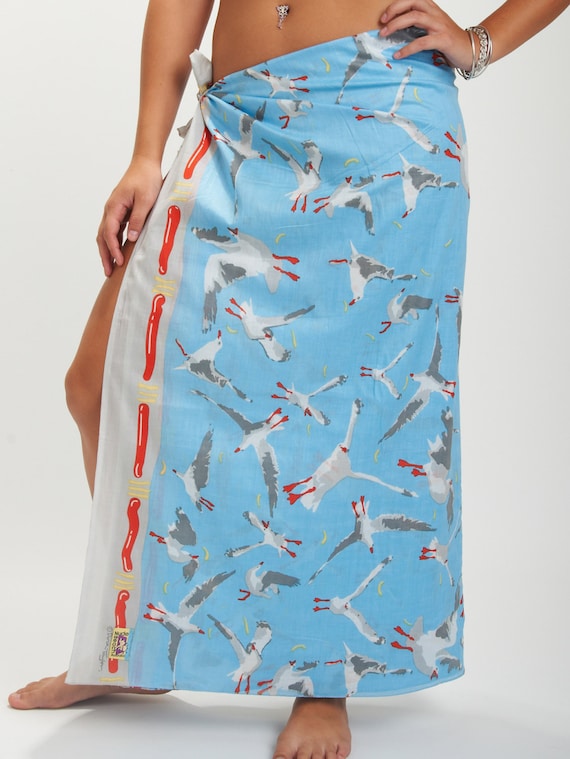 Sarong. Seagull Sky. Fine Quality 100% Cotton Voile Sarong. 2.1 Meters  Long. Designed by Me and Printed in India. 