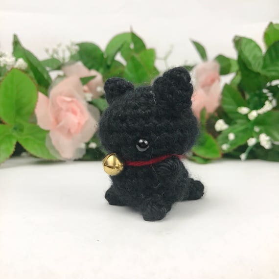 Items similar to Mini Black Cat Amigurumi Keychain Black Cat Plush